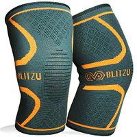 BLITZU Flex Plus Compression Knee Brace for Joint Pain, ACL MCL Arthritis Relief Improve Circulation Support for Running Gym Workout Recovery Best Sleeves Patella Stabilizer Pad (X-Large, Orange)