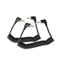 Aukeer 3.5mm Audio Cable, 2-Pack 30cm Mini Coiled 3.5mm Headphone Cable, 90 Degree 1/8" 3.5mm TRS Jack Male to Male Stereo Aux Audio Coiled Cord (Up to 50cm)