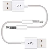 iPod Shuffle Charger 4th / 3rd / 5th Generation Cable, UNOOE iPod Shuffle Cable 3.5mm Aux Jack to USB Charging Cord Connector Sync Data Transfer for Apple iPod Shuffle 3th/4th/5th generation (2 Pack)
