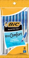 BIC Round Stic Grip Xtra Comfort Ballpoint Pen, Medium Point (1.2mm), Blue, 8-Count