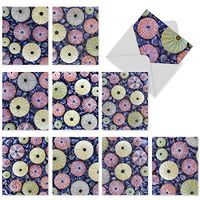10 'Uni Notes' Note Cards with Envelopes 4 x 5.12 inch, Assorted Blank Greeting Cards with Sea Urchins and Pebbles - Boxed All Occasion Stationery for Weddings, Baby Showers, Holidays M2020