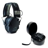 Walkers Razor Slim Electronic Shooting Hearing Protection Muff (Sound Amplification and Suppression) with Protective Case, Black Patriot