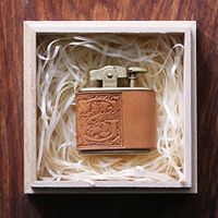 Personalized gift Vintage Lighter Genuine Leather cover FREE Engraving SN-001A