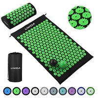 Lixada Acupressure Mat and Pillow Set with 2pcs Spiky Massage Balls for Back/Neck/Feet Pain Relief and Muscle Relaxation with Carry Bag (Black&Green)