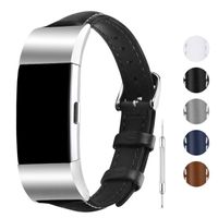Fullmosa Leather Band Compatible Fitbit Charge 2, Dainty Sliim Leather Watch Band Replacement Strap for Fitbit Charge 2 Women Men Black