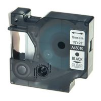 GREENCYCLE Compatible for DYMO D1 45010 S0720500 Label Tapes Work with LabelManager 100 120P 160 200 210D 220P 260P 280 300 350 360D 400 420P 450D 500TS Label Makers Black on Clear (1/2 Inch) 1 Pack