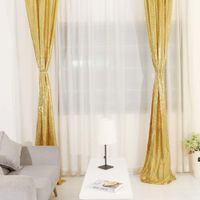 TRLYC Gold Sequin Backdrop Wedding Photography Backdrop 2ftx8ft (2Pack)