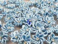 50pcs Satin Nine Plus Drill Ribbon Flowers with Appliques Craft DIY Wedding (G)