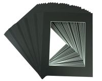 Mat Board Center, 11x14 Picture Mat Sets for 8x10 Photo. Includes a Pack of 25 White Core Bevel Pre-Cut White Core Matte & 25 Backing Board & 25 Clear Bags (Black)