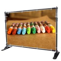 VEVOR 8X 8 Ft Backdrop Banner Stand Newest Step and Repeat for Trade Show Wall Exhibitor Photo Booth Background Adjustable Telescopic Height and Width