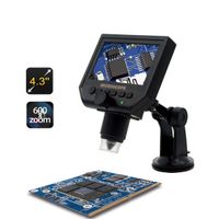 LCD Digital Microscope Sourcingbay 4.3 Inch Portable Detection HD Display Screen 600X Zoom Built-in Battery Camera Video Recording Timestamp for Micro-Organisms, Plants, Insects and Repair Microscope