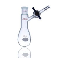 Laboy HMF050102 Glass 25 mL Air Free Reaction/Storage Schlenk Flask with PTFE Stopcock and 14/20 Joint Lab Glassware