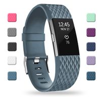POY Replacement Bands Compatible for Fitbit Charge 2, Special Edition Adjustable Sport Wristbands, Large Slate