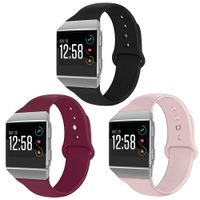 OenFoto Sport Bands Compatible Fit bit Ionic, Soft Silicone Wristband Replacement Watch Band Strap Accessory Bracelet for Fit bit Ionic Smart Watch, Black/Sand/Wine with Plating Button Large