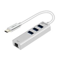 CABLETIME USB-C to 3-Port USB 3.0 Hub with RJ45 Gigabit Ethernet Network Adapter,for MacBook, Mac Pro, Surface Pro, XPS, Notebook PC, USB Flash Drives, Hard Drives and Other USB C Device