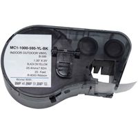 MC1-1000-595-YL-BK Cartridge with Ribbon,High Adhesion Vinyl Label Tape,Black on Yellow Vinyl Film Compatible with Brady BMP41 Label Printer BMP51/BMP53 Label Printers -1'Width,25"Length