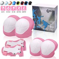CRZKO Kids Protective Gear, Knee Pads and Elbow Pads 6 in 1 Set with Wrist Guard and Adjustable Strap for Rollerblading Skateboard Cycling Skating Bike Scooter