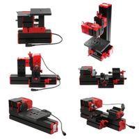 KKmoon Mini Metal Lathe DIY 6 in 1 Multi-functional Motorized Transformer Multipurpose Machine Jigsaw Grinder Driller Plastic Wood Lathe Drilling Sanding Turning Milling Sawing Machine Tool Kit