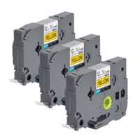 3 Pack Label Tape for TZe-631 12mm 1/2" (0.47") x 8m (26.2ft) Black on Yellow - Compatible with Brother P-Touch PD-D210 PT-H100 PT-1400 PT-1880