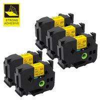 Replace TZe-S651 Extra Strength Adhesive Laminated 24mm Yellow Tape Compatible with Brother P-Touch Label Tape TZES651, Black on Yellow 0.94 Inch x 26.2 Feet (24mm x 8m) 5-Pack