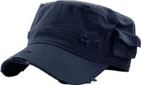 KBK-1465 NAV XL Vintage Distressed Cadet Army Cap Basic Everyday Military Style Hat