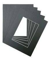 Pack of 5 8x10 Black Picture Mats with White Core, for 4x6 Pictures
