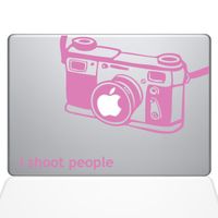 The Decal Guru I Shoot People Camera Decal Vinyl Sticker, 13" MacBook Air, Pink (1647-MAC-13A-BG)