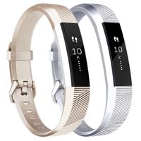 Tobfit Waterproof Sport Bands Compatible with Fit bit Alta/Alta HR/Ace, Soft TPU Replacement Wristbands, Small, Champagne Gold/Silver