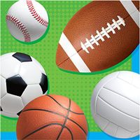 Creative Converting 16 Count Celebrate Sports Beverage Napkins, Green/Brown