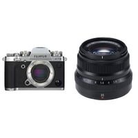 Fujifilm X-T3 Mirrorless Digital Camera (Body Only) - Silver with Fujinon XF35mmF2 R WR - Black