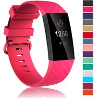 Velavior Waterproof Bands for Fitbit Charge 3 / Charge3 SE, Replacement Wristbands for Women Men Small Large (Hot Pink, Small)
