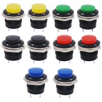 Twidec/10Pcs SPST AC250V/3A AC125V/6A Mini Off(ON) NO Momentary Push Button Switch 5 Colour R13-507-5C