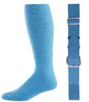 Joe's USA - Baseball Socks & Belt Combo Set (All Sizes & Colors Available) (Columbia Blue, Youth (7-9))