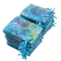 Tovip 100PCS 3.5x4.5'' (9x12cm) Organza Bags Jewelry Wedding Favors Party Pattern Printed Drawable Packaging Display & Gift Pouches (Multicolor)