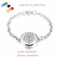 constantlife Hypoallergenic Essential Oil Diffuser Locket Bracelet -Stainless Steel Aromatherapy Scent Jewelry (Tree2)