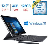 Newest Samsung Galaxy Book 2-in-1 12" Touchscreen Super AMOLED (2160x1440) Display Tablet/PC, 7th Gen Intel i5-7200u 2.5GHz Processor, 4GB RAM, 128GB SSD, Bluetooth, Keyboard, S Pen, Windows 10