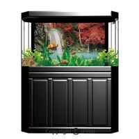 Fish Tank Background Decor Static Image Backdrop,Waterfall Decor,Single Waterfall in Corner of the Deep Forest with Fair Fall Oak Trees,Red and Blue,Underwater Ecosystem Photography Backdrop for Photo