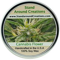 Premium 100% All Natural Soy Wax Aromatherapy Candle - 16oz Tin - Cannabis Flower: A warm blend of cashmere wood surrounds the floralcy, while sensual undertones of musk and golden amber soften the scent.