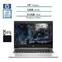 HP ProBook 440 G6 2019 Premium 14 Inch HD Laptop Business Notebook, Intel Core i5-8265U (up to 3.90 GHz), 12GB DDR4 RAM, 512GB SSD, WiFi, Bluetooth, HDMI, Windows 10 Pro W/ Accessories Bundle