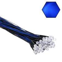 EDGELEC 30pcs 12 Volt 5mm Blue LED Lights Emitting Diodes Pre Wired 7.9 inch DC 12v LED Light Clear Lens Small LED Lamps
