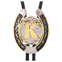 Bolo Tie for Men- Golden Initial Letter ABCDMJR to Z Western Cowboy Bolo Tie for Women