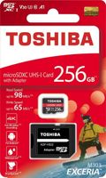 TOSHIBA Micro SD Card Memory Card Read 256GB 256G EXCERIA M303 with SD Adapter microSDXC UHS-I U3 Card 4K Class10 V30 A1 microSD 98MB/s Write 65MB/s (THN-M303R2560A2)