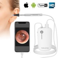 Teslong Otoscope iPhone, 4.3mm HD Ear Microscope Inspection Camera, Ear Otoscope with 6 Adjustable Flashlights, Ear Scope with Ear Wax Removal Tool for iPhone, iPad & Android Smart Phones