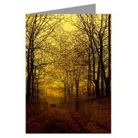 12 Vintage Notecard set of John Atkinson Grimshaw Victorian Painting of London Street Scene titled October Gold, 1885
