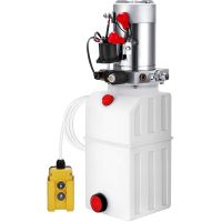 Mophorn 6 Quart Hydraulic Pump Dump Trailer 12V Hydraulic Power Unit (Plastic, 6 Quart/Single Acting)