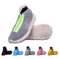 DREAMUS Reusable Silicone Waterproof Shoe Covers, Silicone Shoe Covers with Zipper No-Slip Silicone Rubber Shoe Cover for Kids,Men and Women (Transparent, L)