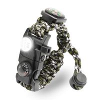 LeMotech 21 in 1 Adjustable Paracord Survival Bracelet, Tactical Emergency Gear Kit Includes SOS LED Flashlight, Bigger Compass, Thermometer, Rescue Whistle and Fire Starter