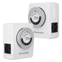 DEWENWILS Indoor Outlet Timer for Christmas Light, 24-Hour Mechanical Light Timer with 2 Grounded Outlets, Programmable Electrical Timer for Lamp, Aquarium Light, 15 A 1/2 HP ETL Listed, 2 Pack
