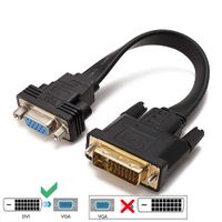 DVI to VGA, ConnBull DVI 24+1 DVI-D Male to VGA Female Active Adapter Converter Cable from Laptop, PC Host, Graphics Card to Monitor Display or Projector, 1ft Black