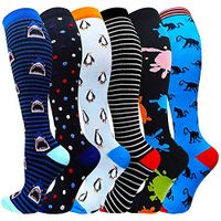 Compression Socks For Women&Men 1/3/6 Pairs - Best Medical for Running Athletic Flight Travel Circulation Recovery, 20-30mmHg (Multicoloured1-6 Pairs, Large/X-Large)